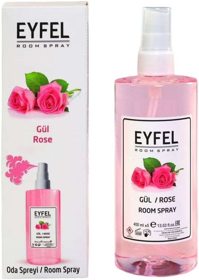 Eyfel Rose Scented Room Spray Air Freshener, Long-Lasting Aroma, 400ml