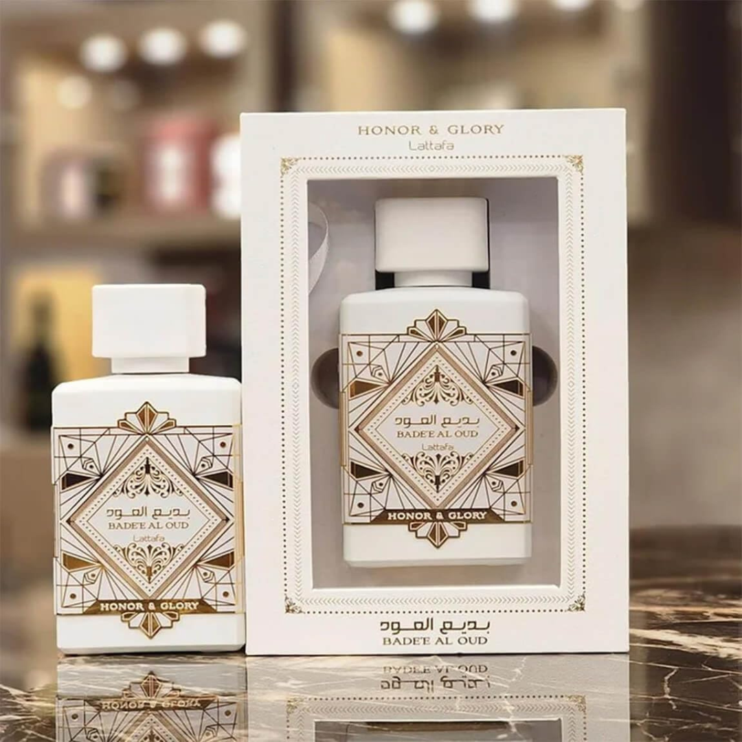 badee al oud honor and glory, unisex perfume, perfume bottle and box