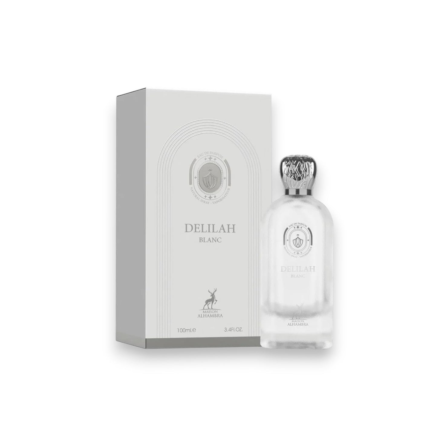 Delilah Blanc perfume bottle and packaging on a white background