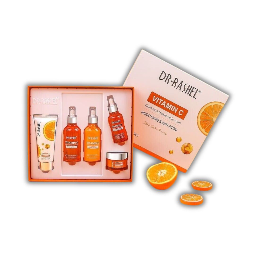 dr rashel vitamin c set, facial cleanser, bottle and box