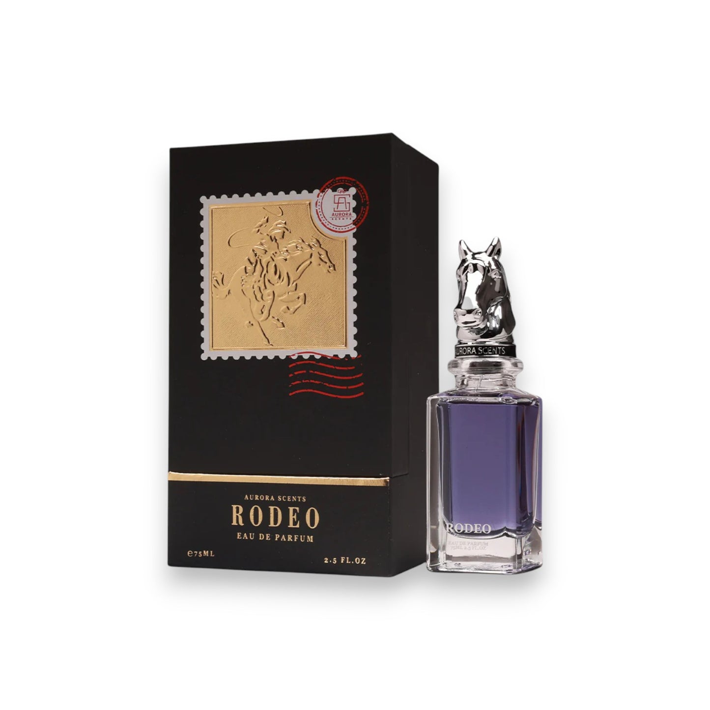 Rodeo eau de parfum bottle and packaging on a white background