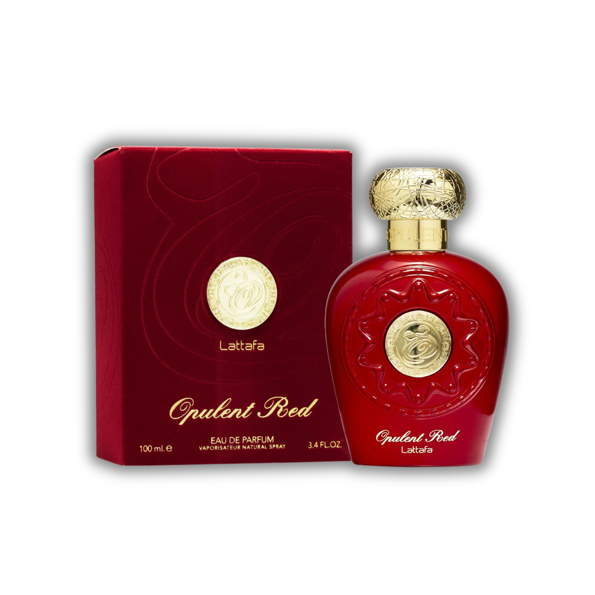 opulent red edp, unisex perfume, perfume for men and women, perfume bottle and box