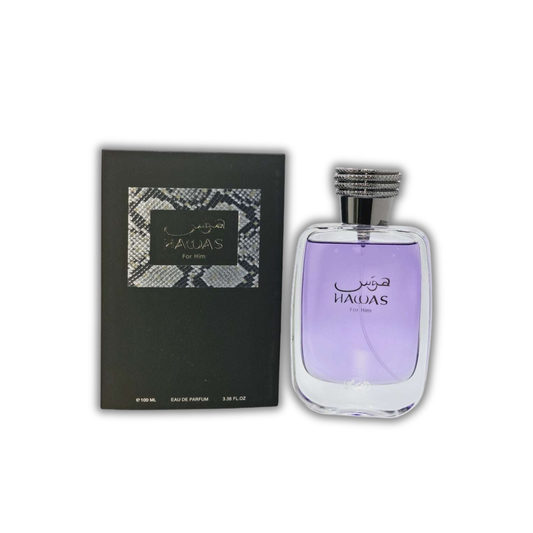 Rasasi Hawas for Men Eau de Parfum 100ml, elegant perfume bottle and box