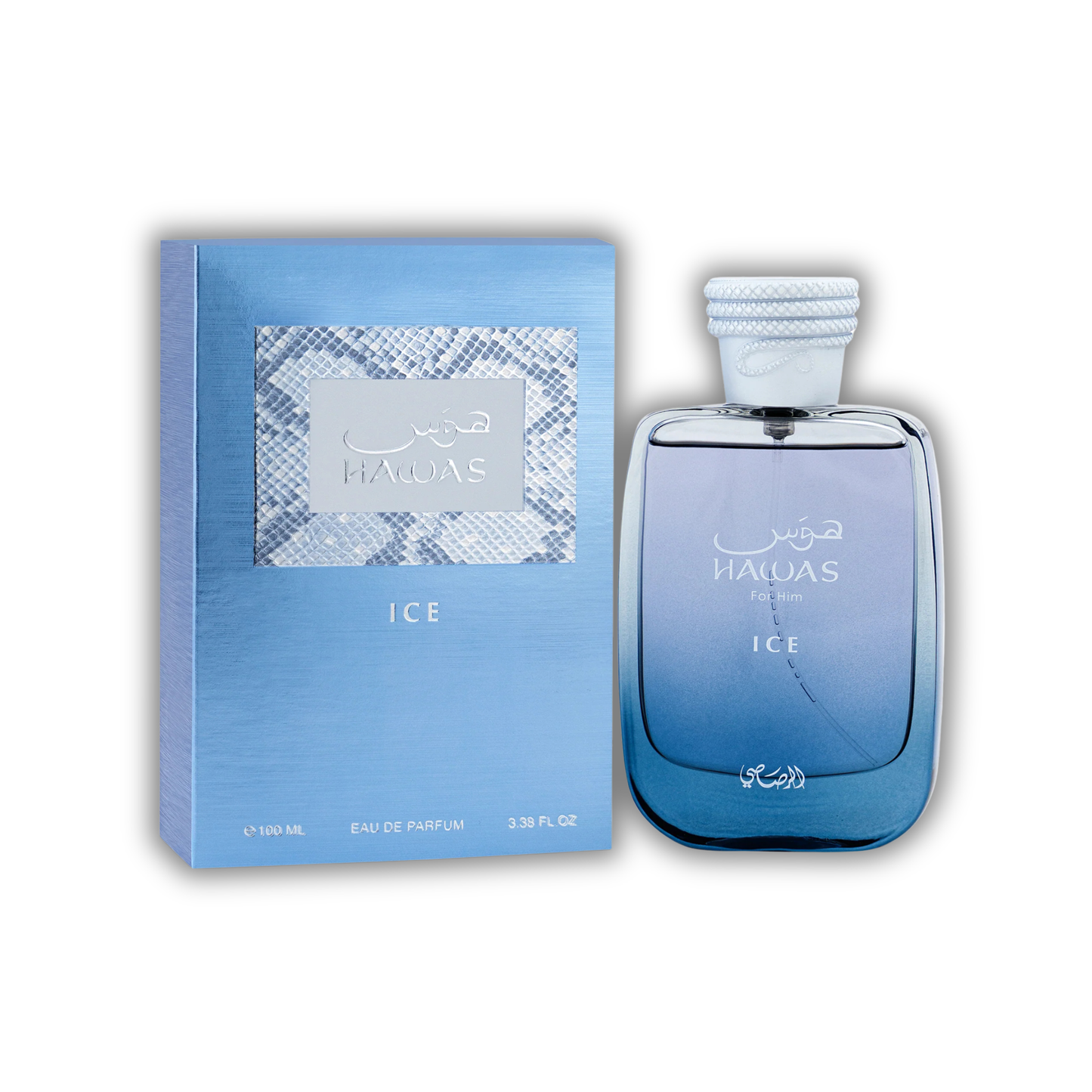 Rasasi Hawas Ice for men, eau de parfum, mens perfume, perfume bottle and box