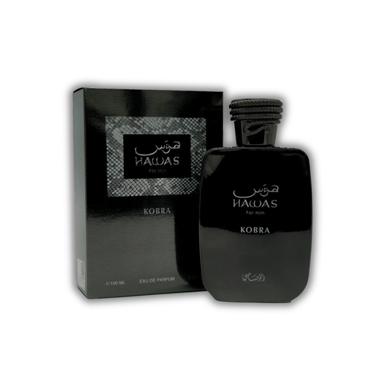 rasasi hawas kobra, perfume for men, perfume bottle and box